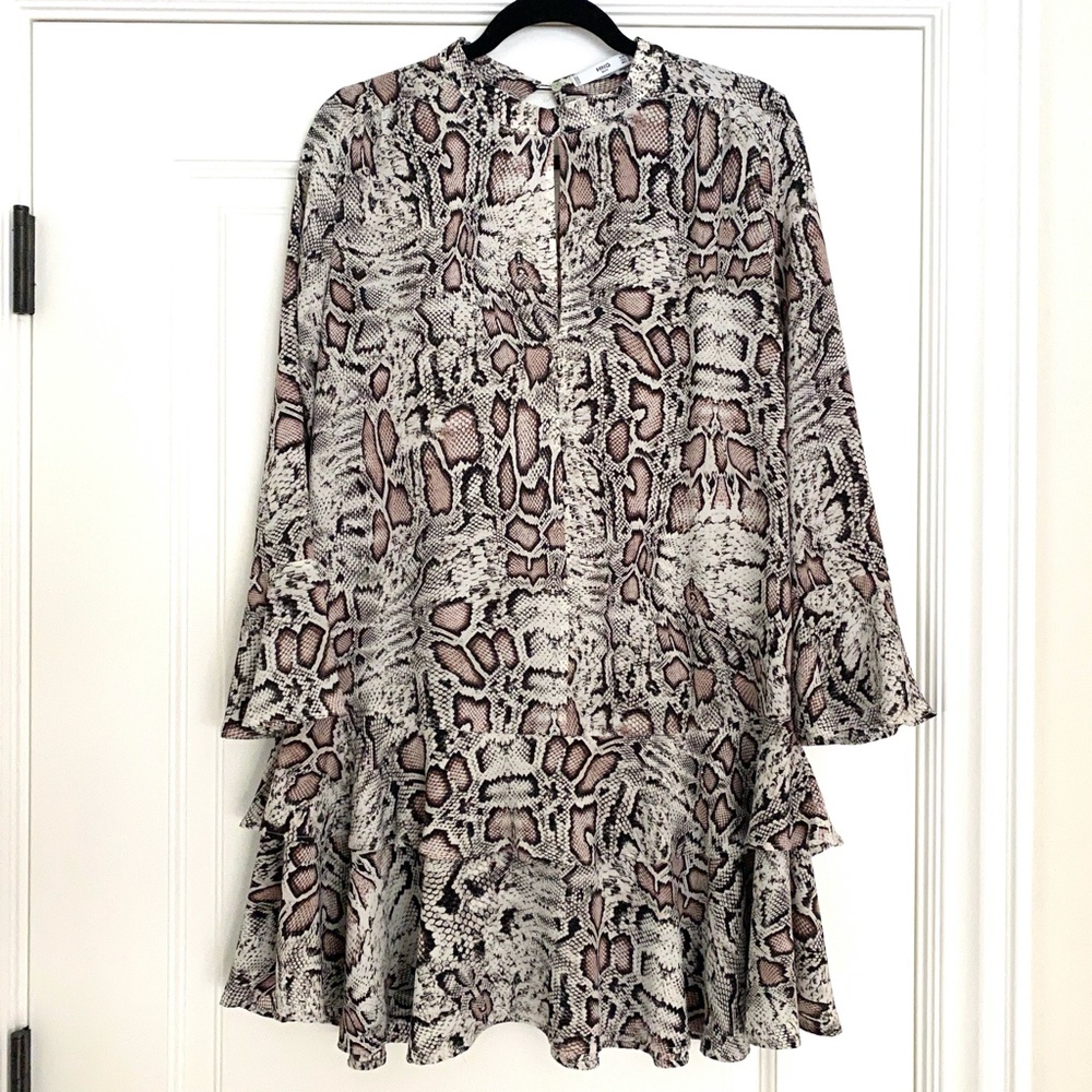MNG Mango Long Sleeve Snakeskin Dress - 6 - Picture 2 of 7
